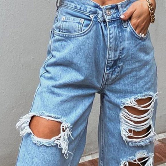 High Waisted Ripped Wide Leg Jeans - Picture 2 of 2